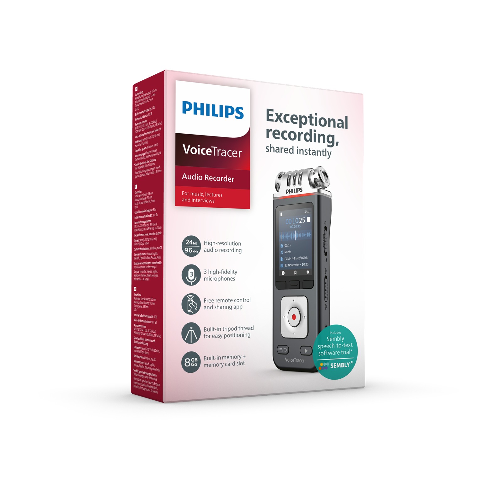 Philips VoiceTracer DVT6115 Music Recorder 8GB